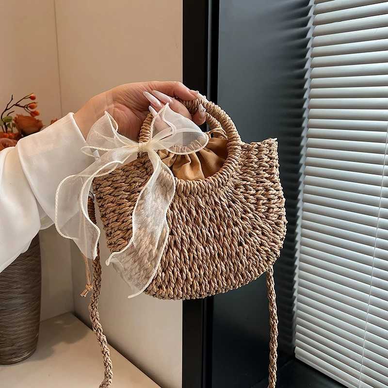 Women Crossbody Bags Handmade Casual Woven Basket Handbag Elegant Lady Straw Bag Summer Beach Shoulder Bags XJ250610