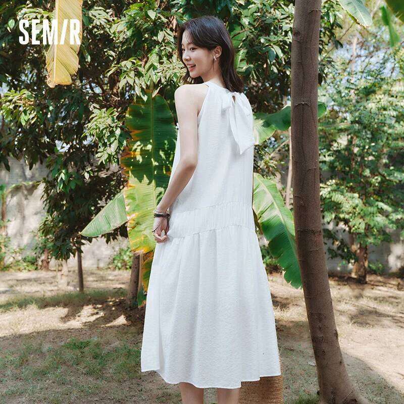 Semir Women Beach Vacation Halter Two-Way Long Dress 2025 New Summer Bowknot Design for Stylish and Romantic Outfits