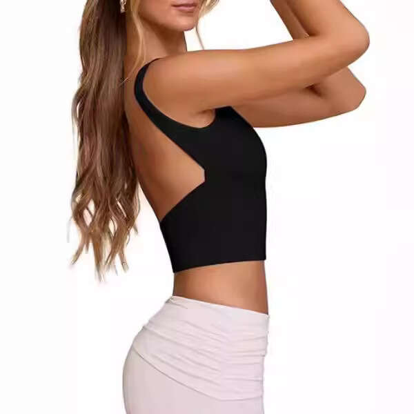 Women's Sleeveless Backless Tank Top Summer Outerwear Milk Silk Vest B5