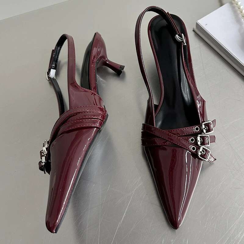New High Heels Sandals Women Spring Summer Footwear Pointed Toe Party Ladies Shoes Fashion Buckle Strap Female Pumps