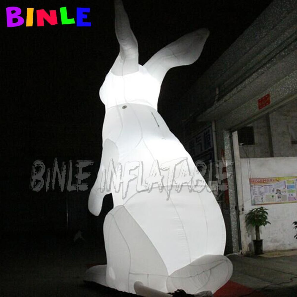 10m height (33ft) Custom advertising white giant inflatable rabbit/animal cartoon/inflatables easter bunny with led light for sale