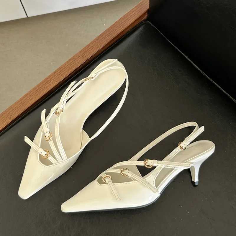 Eilyken Sexy Slingbacks Narrow Band Buckle Strap Pumps Women Pointed Toe Thin Heels Wedding Party Mule Shoes XJ250610