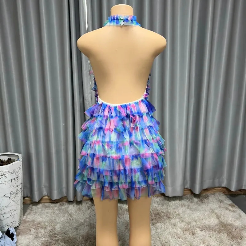 Mesh Cake Gradient Halter Neck Sexy Backless n For Women Girl Birthday Party CurveHugging Fit Layered Prom Dresses 250609
