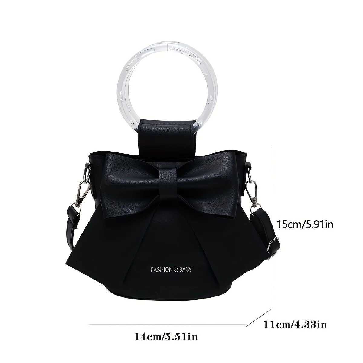 Stylish Womens Bucket Bag with Detachable Strap and Elegant Bow Accent Casual Shoulder Crossbody Bag Summer Handbag Purse XJ250610