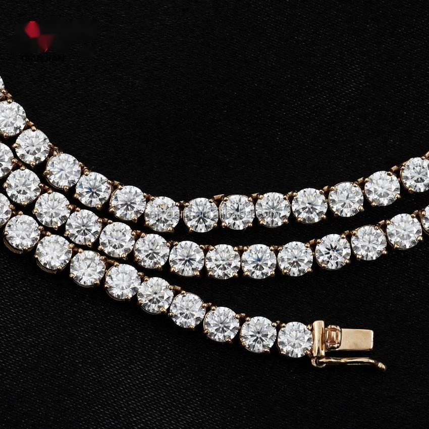 OACOCA Fashion Jewelry 925 Sterling Silver Iced Out 20inches Mossanite Tennis Link Chains 4mm D VVS Moissanite Tennis Necklace