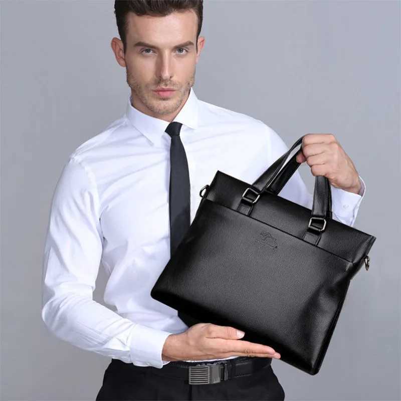 New Luxury Cow Leather Mens Business Bag Classic Black Handbag Male Briefcase Cowhide Laptop Office Bags for Men Suitcase W250610