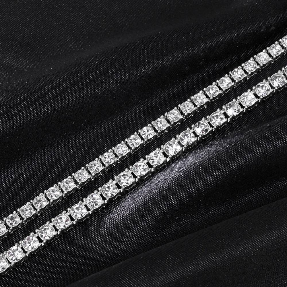 Hip Hop 5MM Chain Iced Out Bracelet Necklace Men Fashion Sier Color Tennis Jewelry Chains Women 20inch Choker Punk Gift