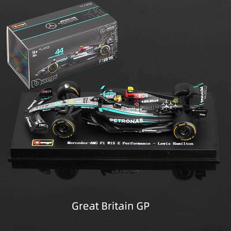 Bburago 1 43 2024 F1 Model With Helmet Alloy Miniature Diecast Formula Racing Car Toy MCL38 W15 SF24 RB20 A524 Z250611