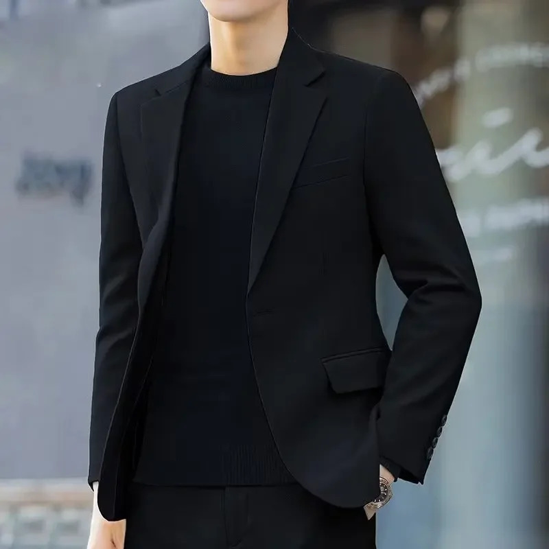 Spring Autumn Mens Casual Suit Jacket Loose Fit Plus Size Business Wrinkle-Free Western Style Clothes Top For All Seasons 250611