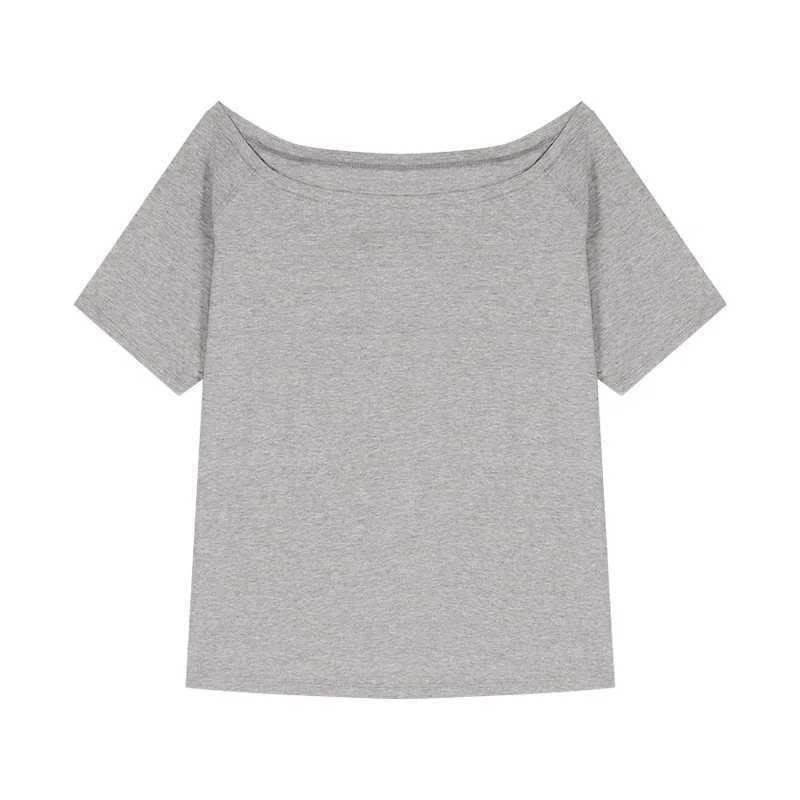 2025 Summer Off Shoulder T-shirt Women Sexy Y2K Korean Fashion Crop Tops Woman Vintage Japanese White Tee Shirt Femme Clothes M250611