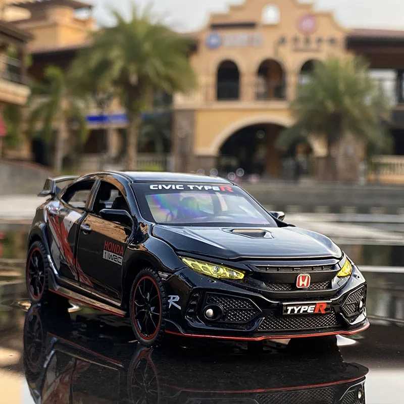 1 32 HONDA CIVIC TYPE-R Alloy Car Model Diecasts Toy Vehicles Metal Sports Car Model Sound and Light Collection Childrens Gift Z250611