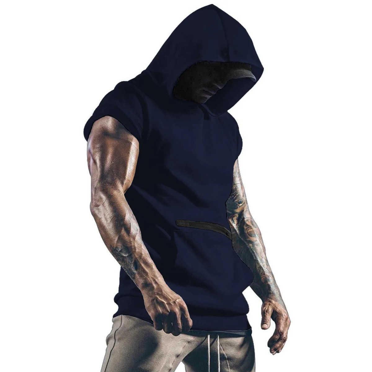 seller European and American mens clothing pocket zipper sports vest Factory Direct Sale 250610