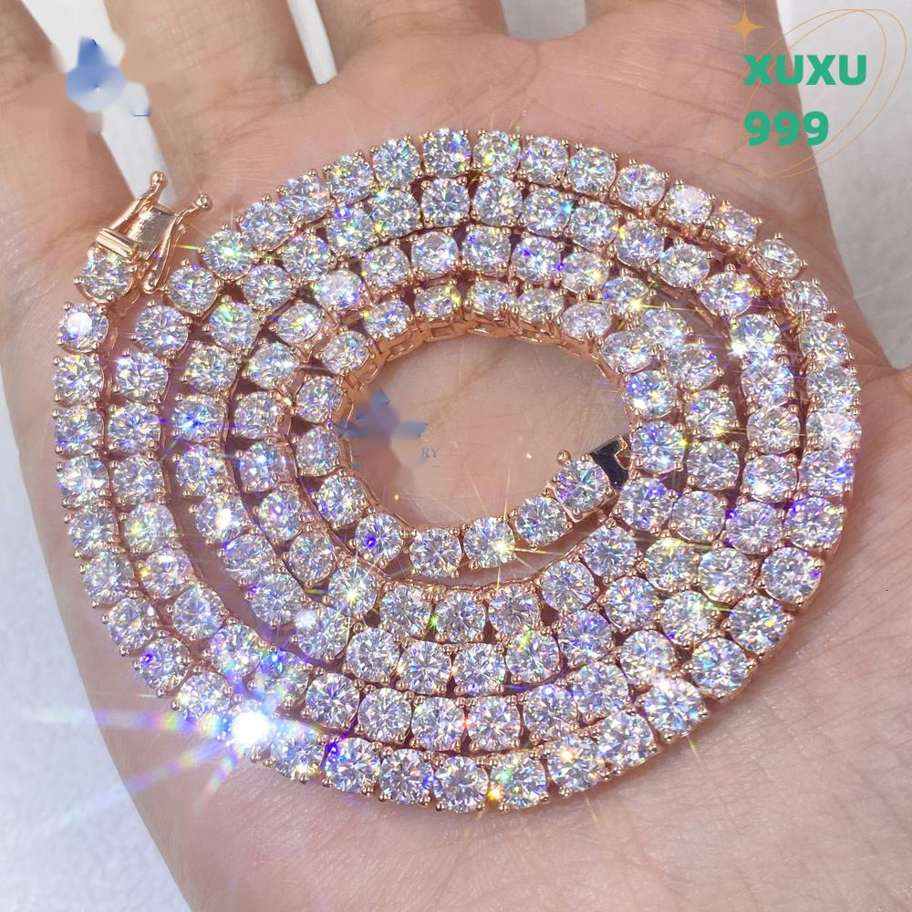 OACOCA Hip Hop 925 Sterling Silver VVS Moissanites Chea Diamond Necklacep Price Tennis Chain with 2mm-6.5mm Sizes GRA