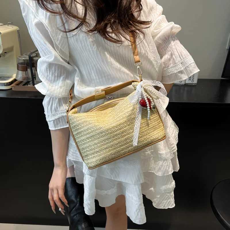 Woven Crossbody Bags Beach Tote Handbag Straw Shoulder Boho Bags Chic Handheld Underarm Pouch Crochet Travel Vacation Bucket Bag XJ250610
