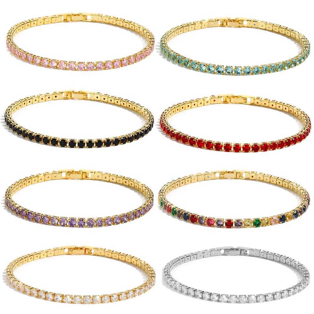 Colorful Crystal Tennis Bracelet for Women Waterproof Multicolor 3MM CZ Wedding Birthstone Hand Chain Jewelry Wholesale XJ250707