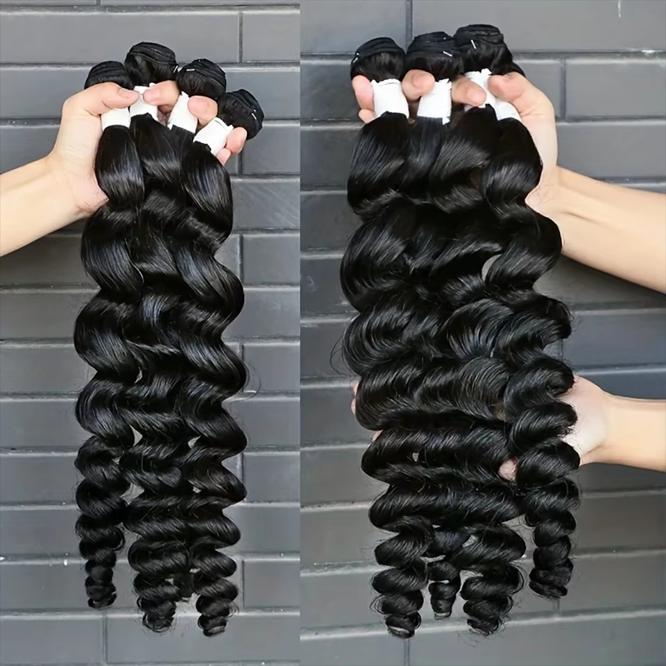 Loose Wave Human Hair Bundles With Closure Indian Hair Weave With Lace Frontal 4x4 Wavy Human Hair Extensions Peruvian 10 inch Extensions Malaysian Ha