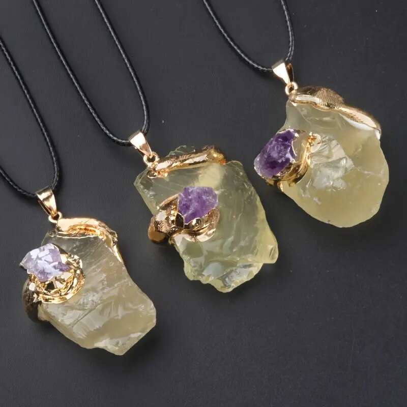 20~40mm Extra Large Gold-Plated Rough Pendant Multicolor Crystal Stone Irregular Necklace Jewelry Accessories