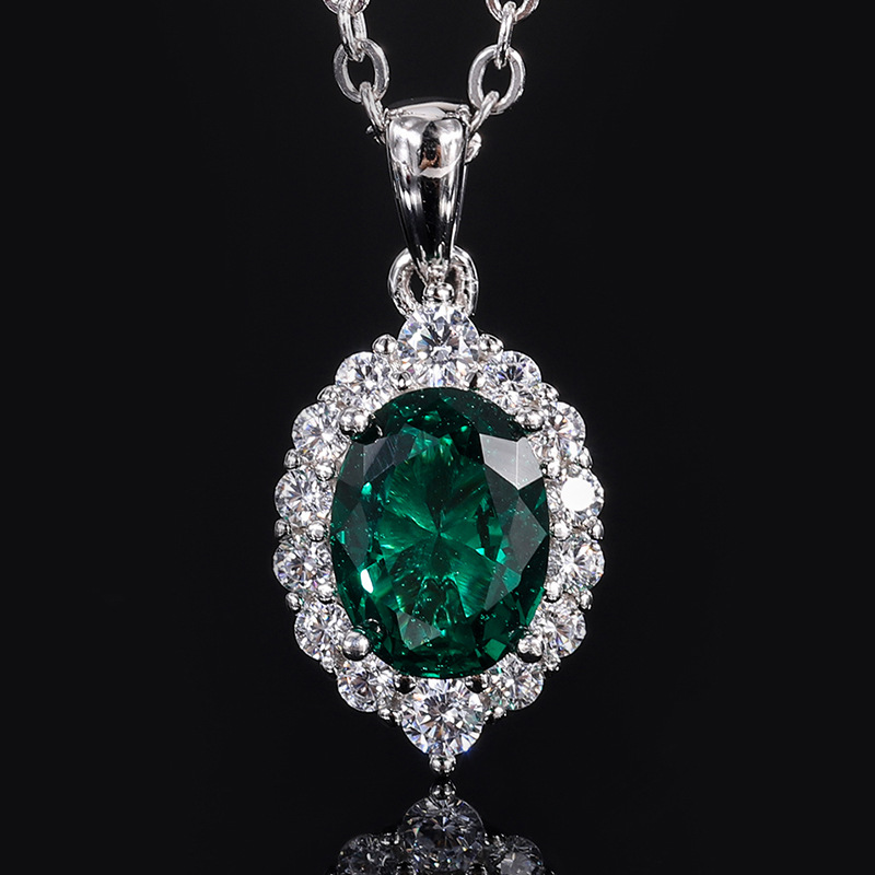 New S925 Silver Jewelry Set, Faux Colored Gemstone Dove Egg Pendant & Earrings, Fashion Colored Gemstone Necklace & Earrings Set, Perfect for Weddings