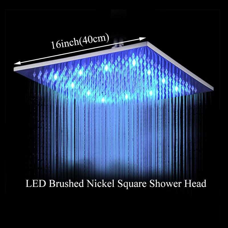 Rainfall Shower Head LED Changing 12/16 Square Brass Shower Head Faucet Bathroom Accessory Top Over-head Shower Sprayer X2506121