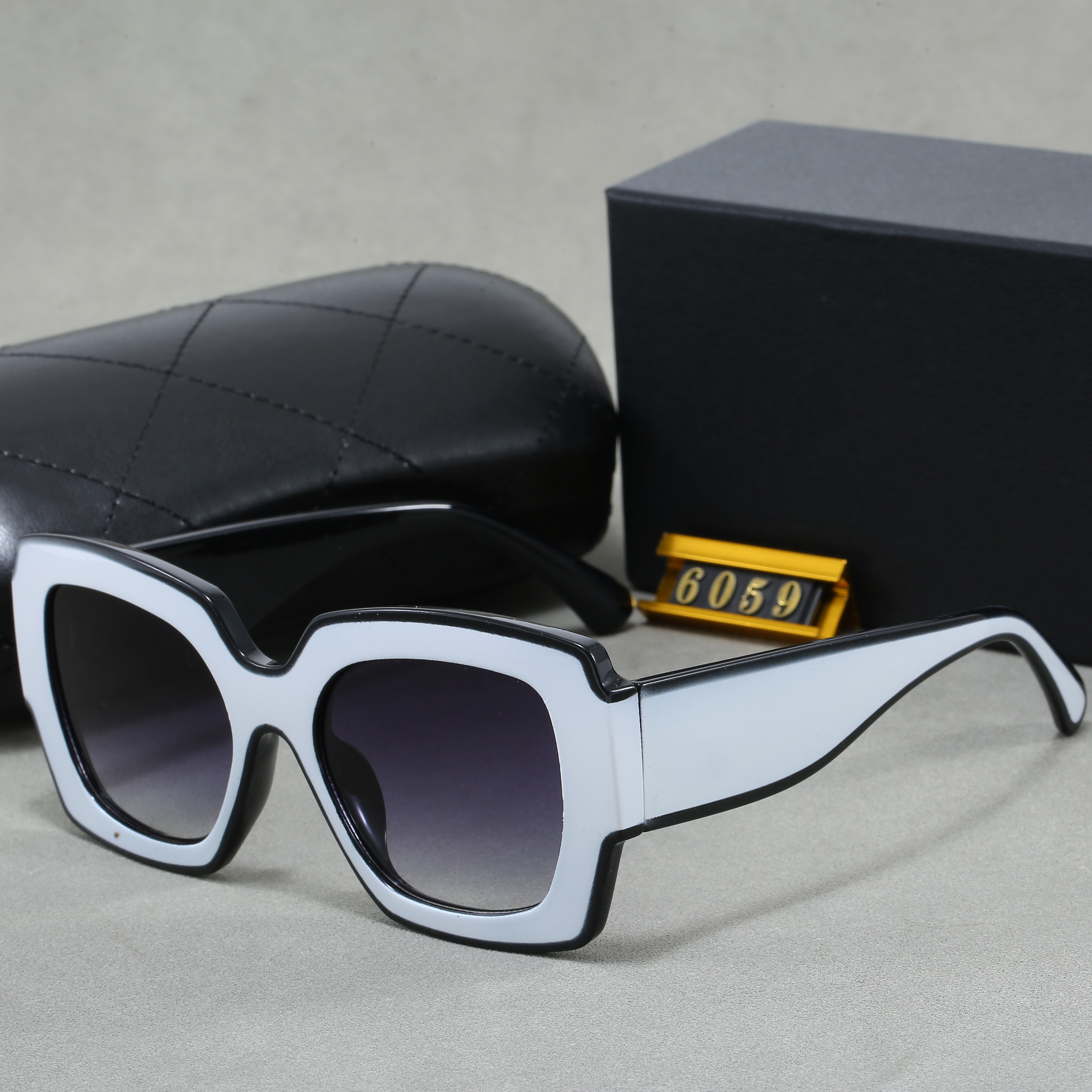 With Box Designer Sunglasses Luxury Eyeglasses Brand Glasses Black White Blue Khaki Green Unisex Vintage Full Frame Summer Casual Goggle Shading Polarized Glass