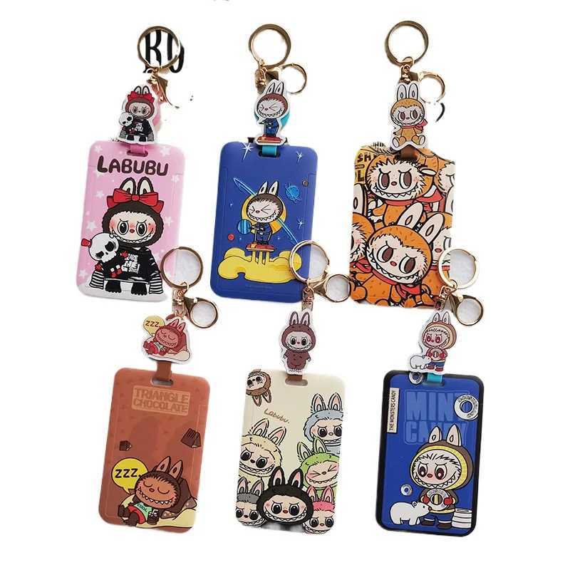 Labubu Cartoon Anime Character ID Card Holder Set Subway Bus Student Work Access Card Pendant Badge Cards Cover Holiday Gifts X250612