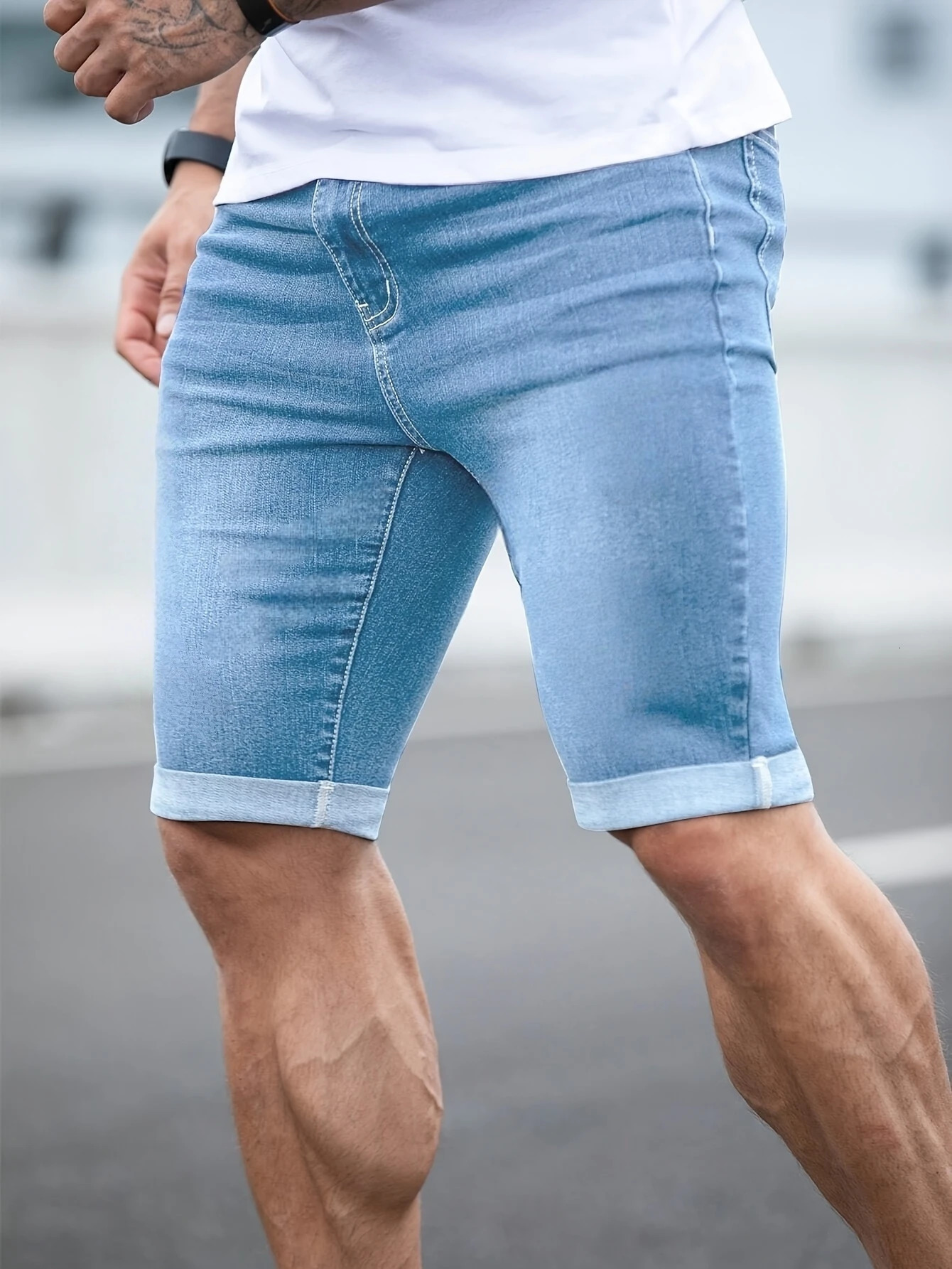 1PC mens American street denim pants simple casual suitable for daily wear shorts 250611Z