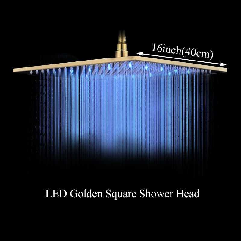 Rainfall Shower Head LED Changing 12/16 Square Brass Shower Head Faucet Bathroom Accessory Top Over-head Shower Sprayer X2506121