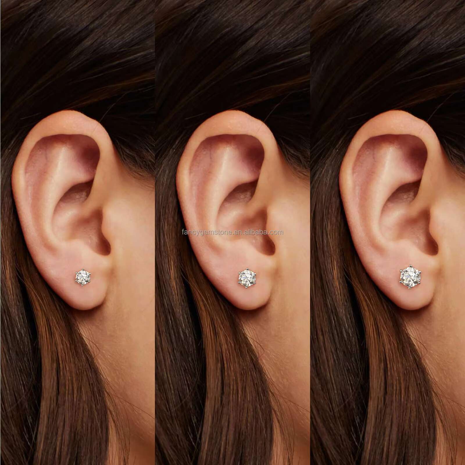 Luxury Jewelry Classic 8mm 2CT Mossanite Earrings Screw Back 925 Sterling Silver VVS Diamond Moissanite Stud Earrings for Women