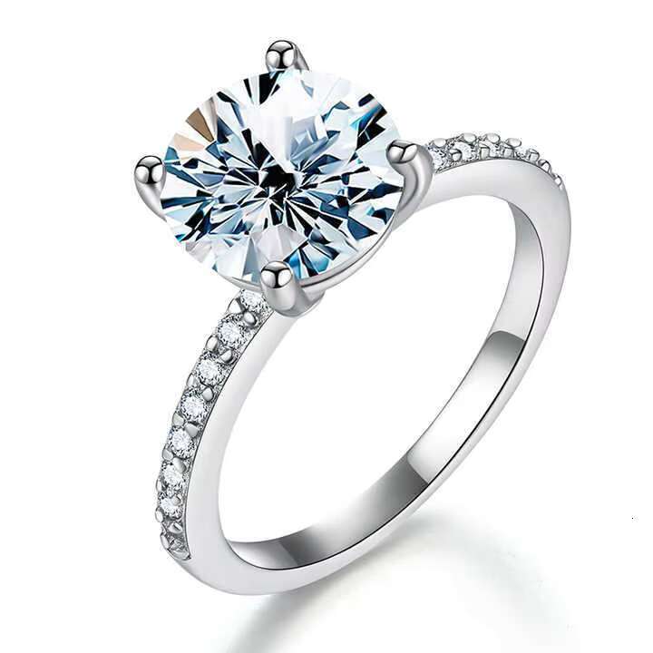 Wholesale Fine Jewelry Trendy 925 Sterling Silver 2 3 5 CT Ct Moissanite Diamond Big Solitaire Wedding Ring for Women