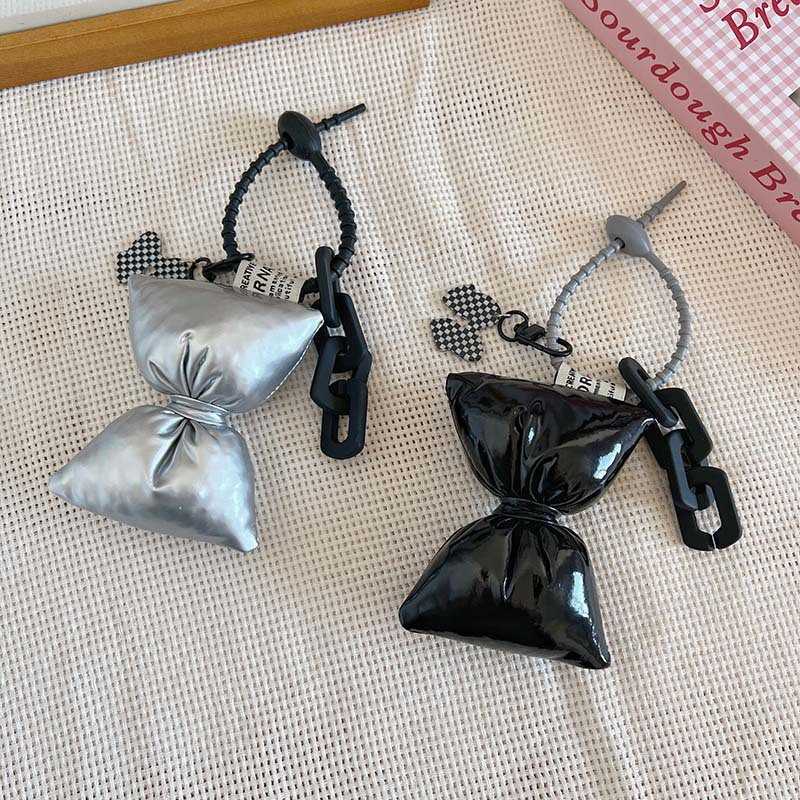 Cotton-Padded Leather Bowknot Sweet Trendy Girl Keychain Simple Cute Bag Pendant Fashion Versatile Hanging Decoration 250615