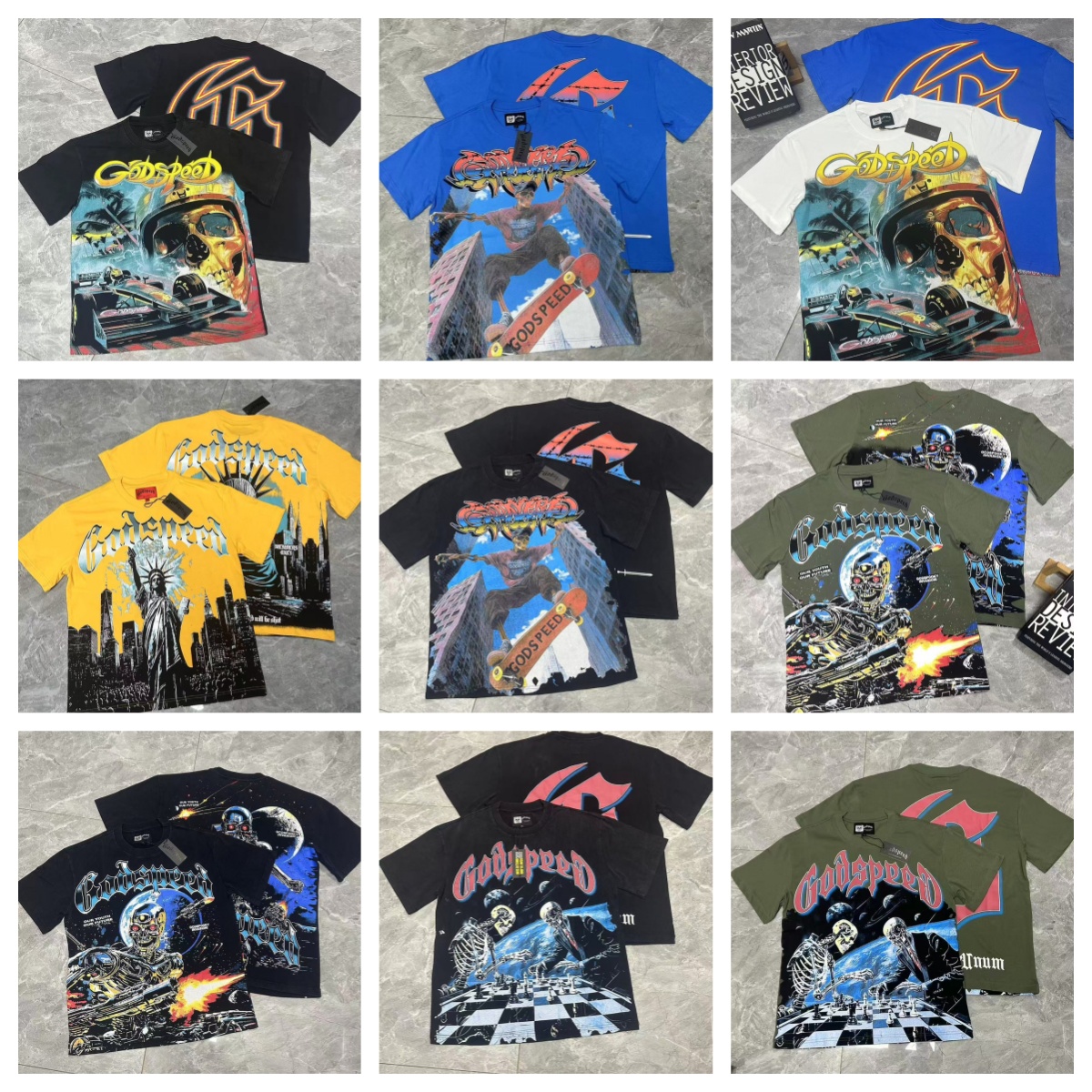 Designer mens t shirt god speed hip hop tee beach hipster fabric printing men women street casual washed black high-quality short