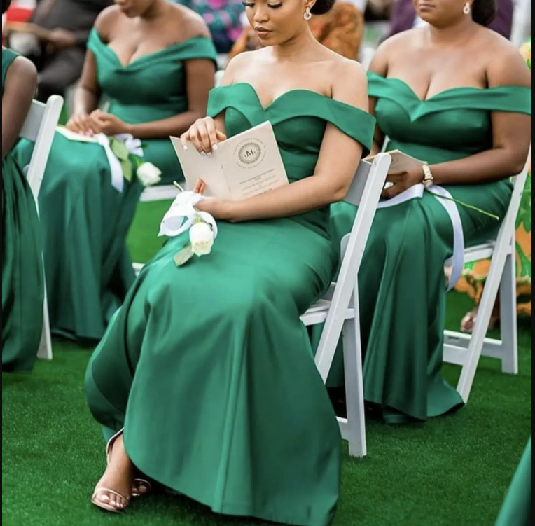 Dark Green Mermaid Bridesmaid Dresses Sexy One Shoulder Backless Long African Girls Long Satin wedding guest dress Plus Size Maid of Honor Gowns