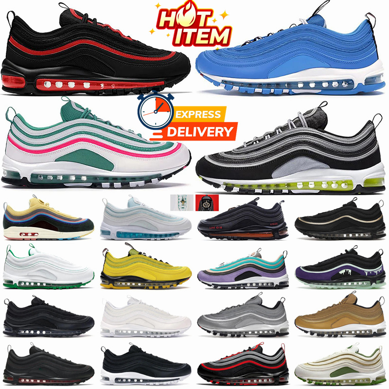 2025 Designer free shipping fashion shoe mens womens 97 Jesus Satan cyan Running Shoes Sean Men Women 97s Trainers Sneakers