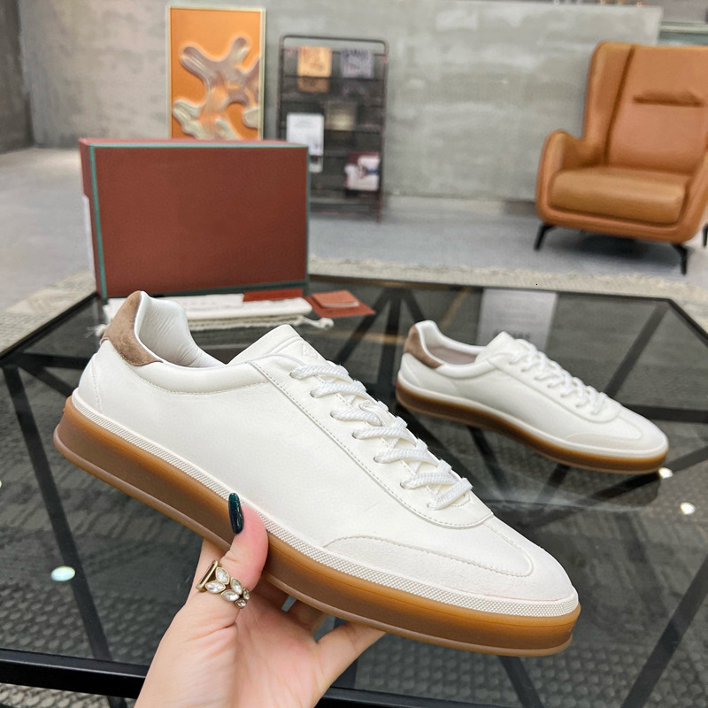 Designer Loras Piannos ow-top Lace-up Mens Sneakers Genuine Leather Training Shoes Versatile Casual Trendy Sports Breathable Anti-slip Shoes