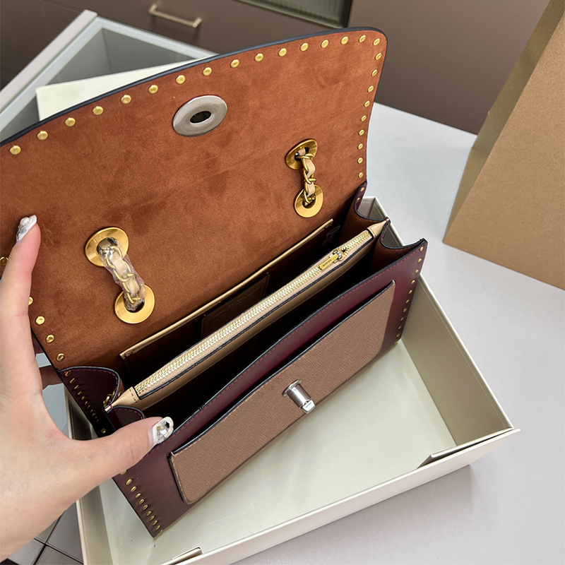 Designer Womens Totes cowhide 10.24*6.3inches camellia Chain shoulder crossbody bag metal buckle flower decoration Free shipping