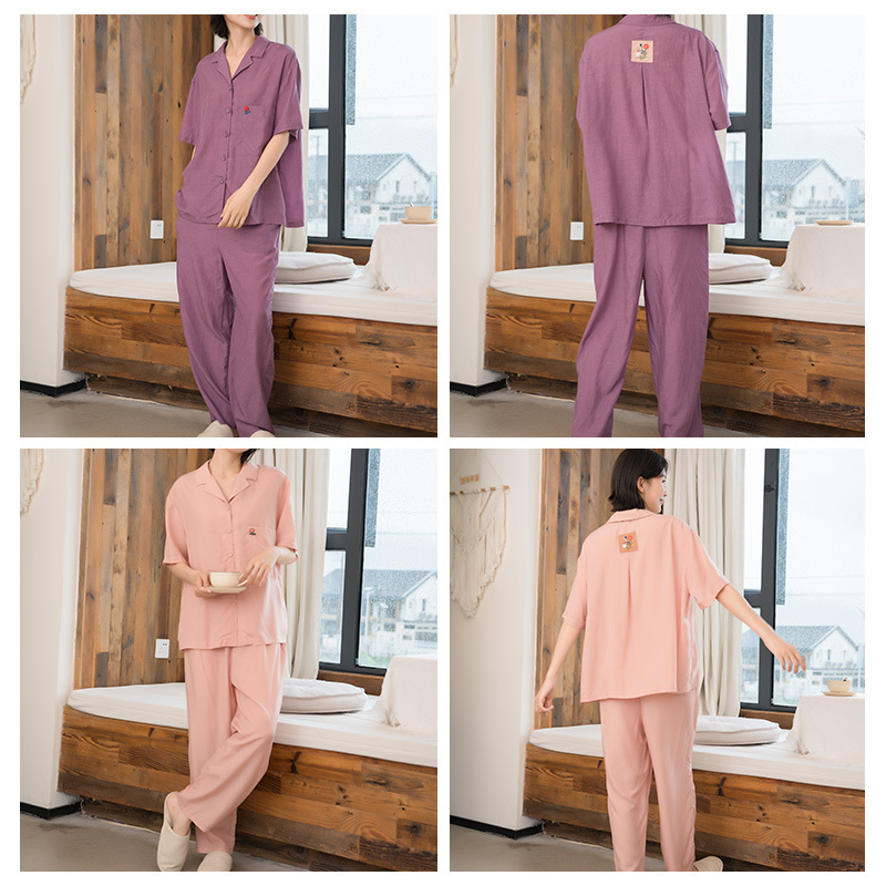 X183-Tencel pajamas ladies short-sleeved summer new thin casual loose cool home clothes suit