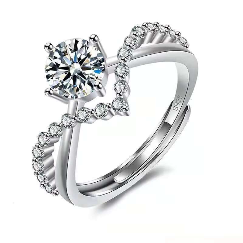 YW Fashion Alloy Ring Mosang Stone Diamond Ring Simulation Diamond Woman Finger Rings