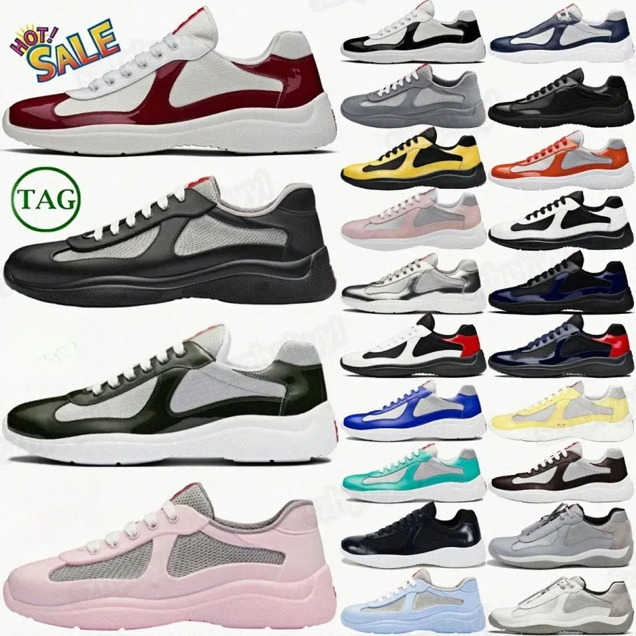 Designer cups shoes sneakers Americas Cup gold Silver trainers sneaker Black Royal Blue Gold White Grey Mango Silver Tech Fabric mensVMBC
