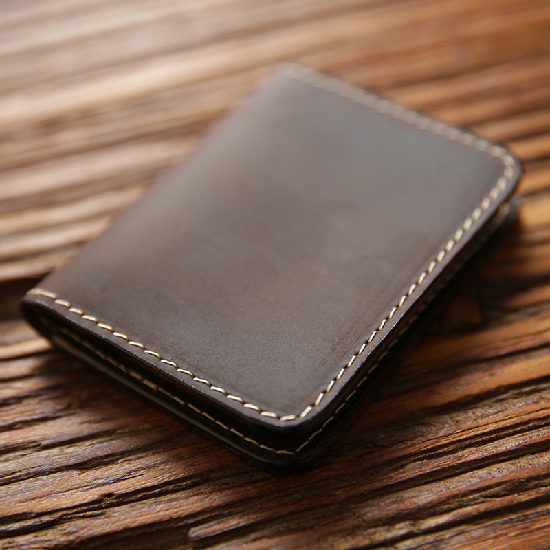 Retro Crazy Horse Leather Cards Cases Mens Cowhide Credit Card Holder Wallet Handmade Ultra-thin Slim Drivers License ID Cover 250208
