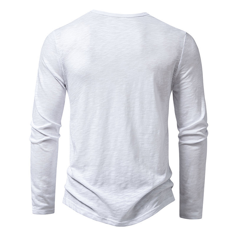 Shirt Men's Cotton Button Henley neck Shirt Long Sleeve Casual Button Solid color Fashion T-Shirts New Men's Slub Cotton Henley Neck Long-Sl
