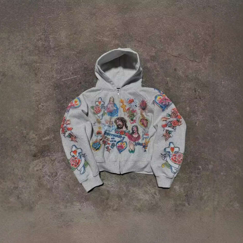 American Gothic Rock Letter Print Hoodie Harajuku Loose Fit Versatile Sweatshirt for Couples luanyun