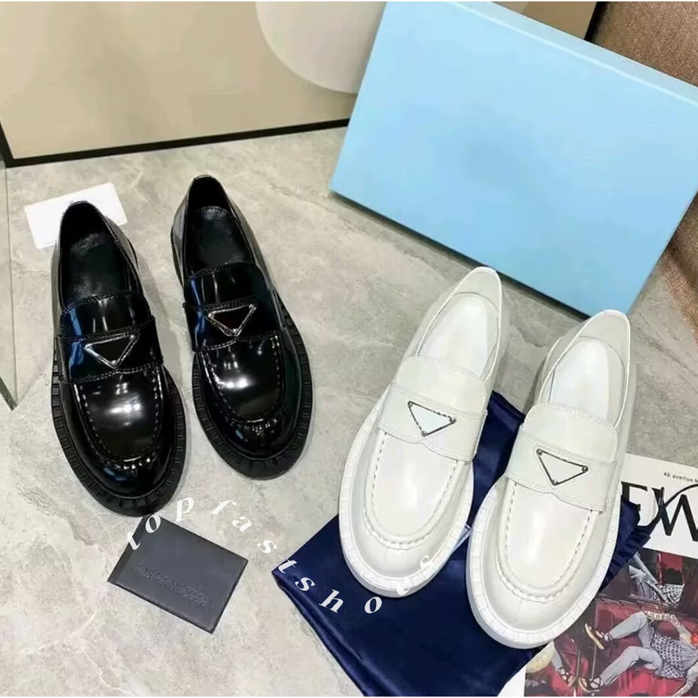 Designer Monolith Loafer Platform Mocassin Dress Shoes Luxury Brushes Ladies Loafers Genuine Leather Chunky Bottom Womens Classic Oxfords Sneaker X137
