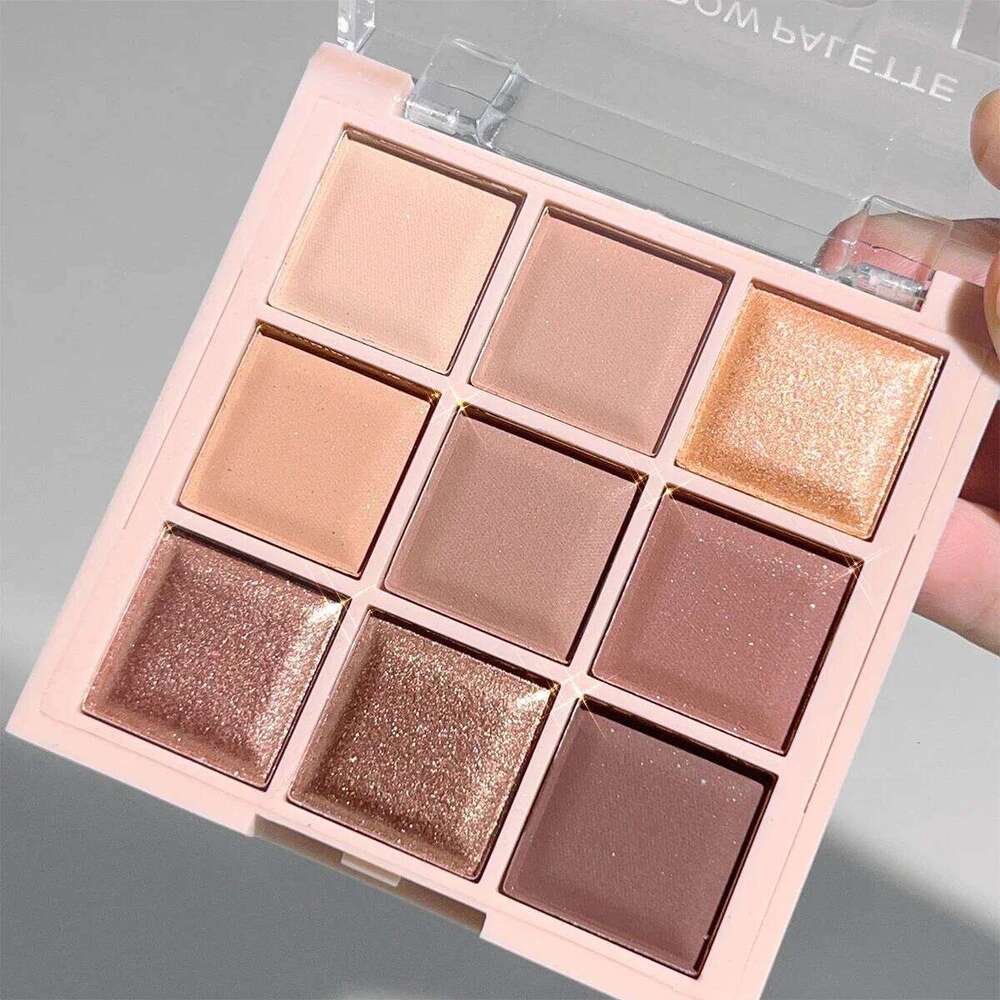 9-color eyeshadow palette, coffee brown nude tones, matte glitter metallic finish, smoky makeup, party & stage free shipping