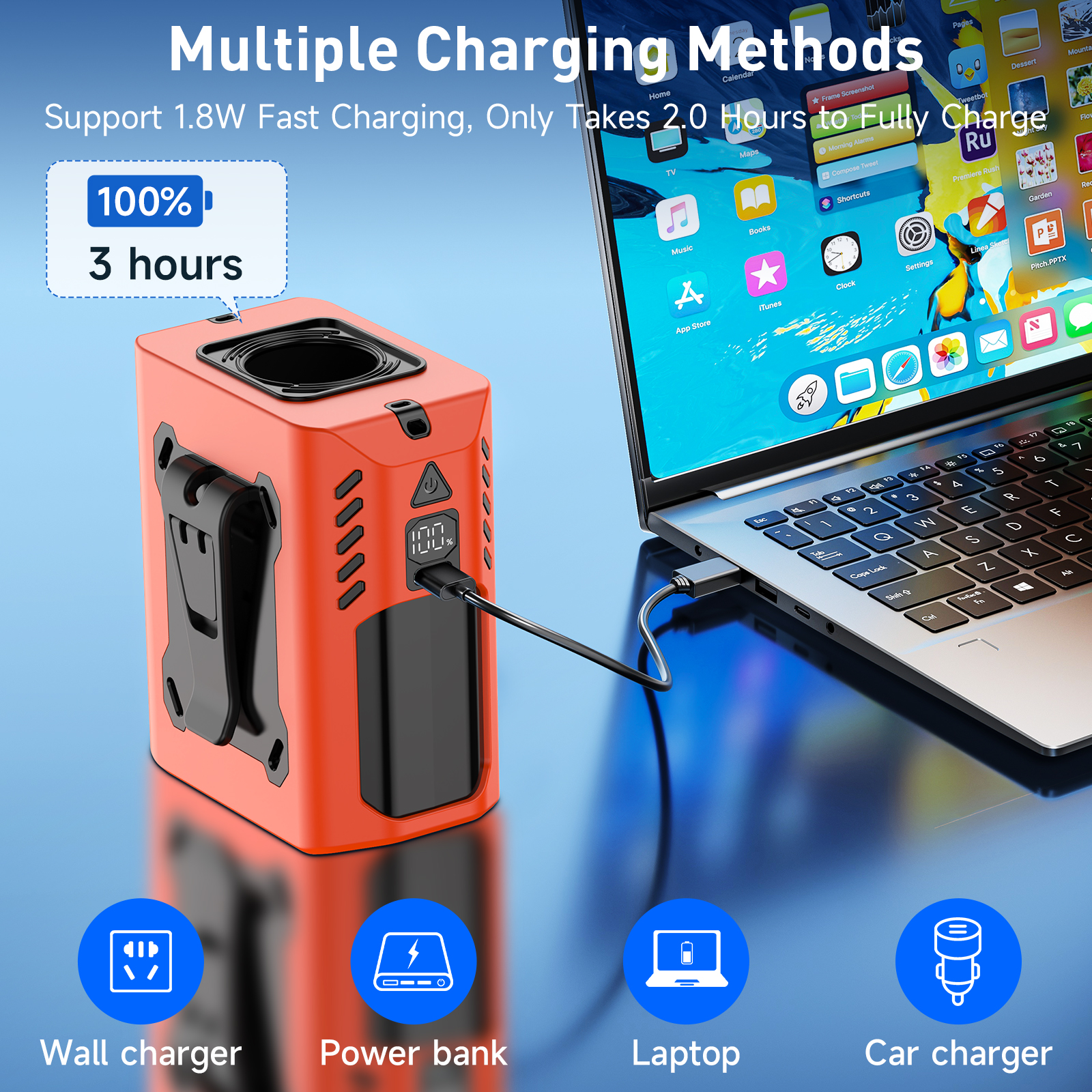 Multifunctional Hands-Free Waist Fan - 4000mAh Rechargeable High-Speed Turbofan, Clip-On/Neck/Desk Design for Outdoor Work, Cycling, Camping & Daily U