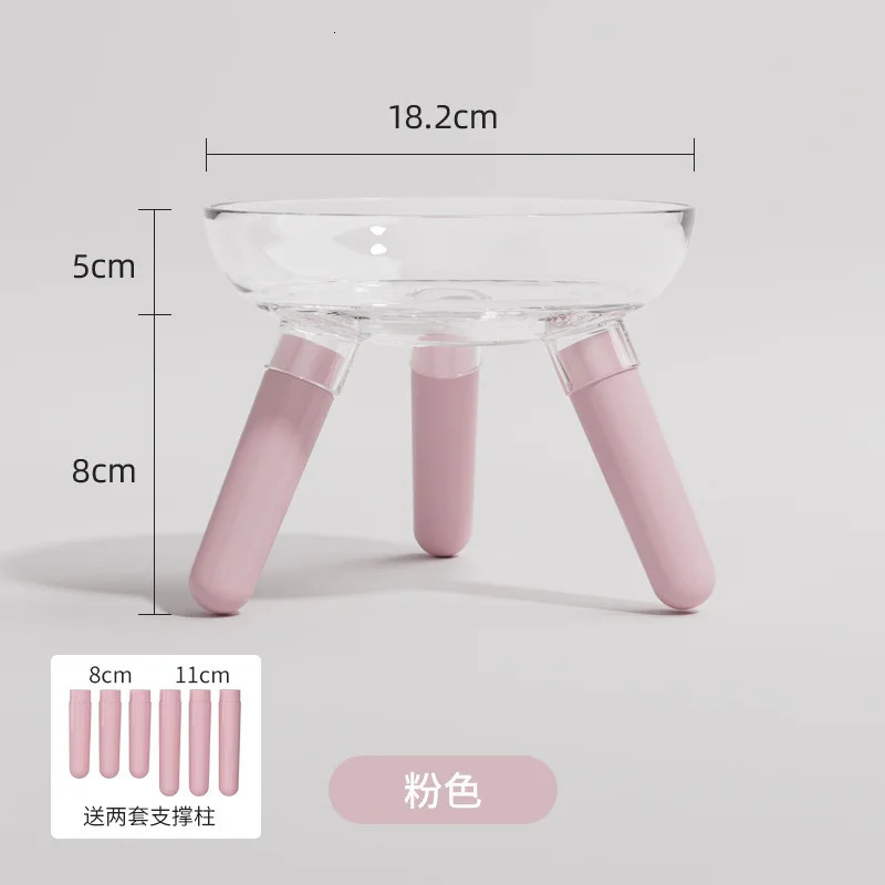 Ins Glass Cat Dog Bowl Increased Height To Protect Neck Drinking Water Large Diameter Luxurious Transparent Pet Feeding Bowl 250612