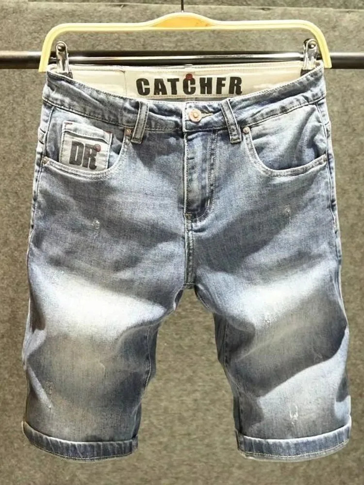 Summer Solid Color Straight Leg Stretch Sports Jeans Mens Casual Loose Comfortable Large Size High Quality Denim Shorts 250611Z