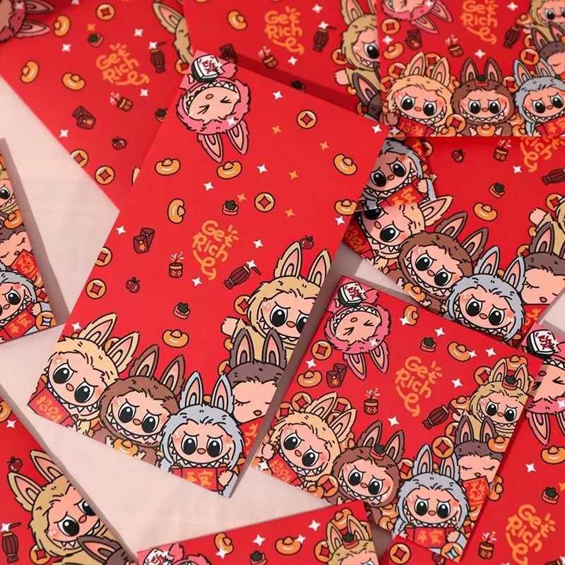 New 2025 Labubu Red Envelope Ins New Year Red Envelope Be Promoted Step By Step Bubu High Lift Wallet Paper Bag Gifts XJ250612