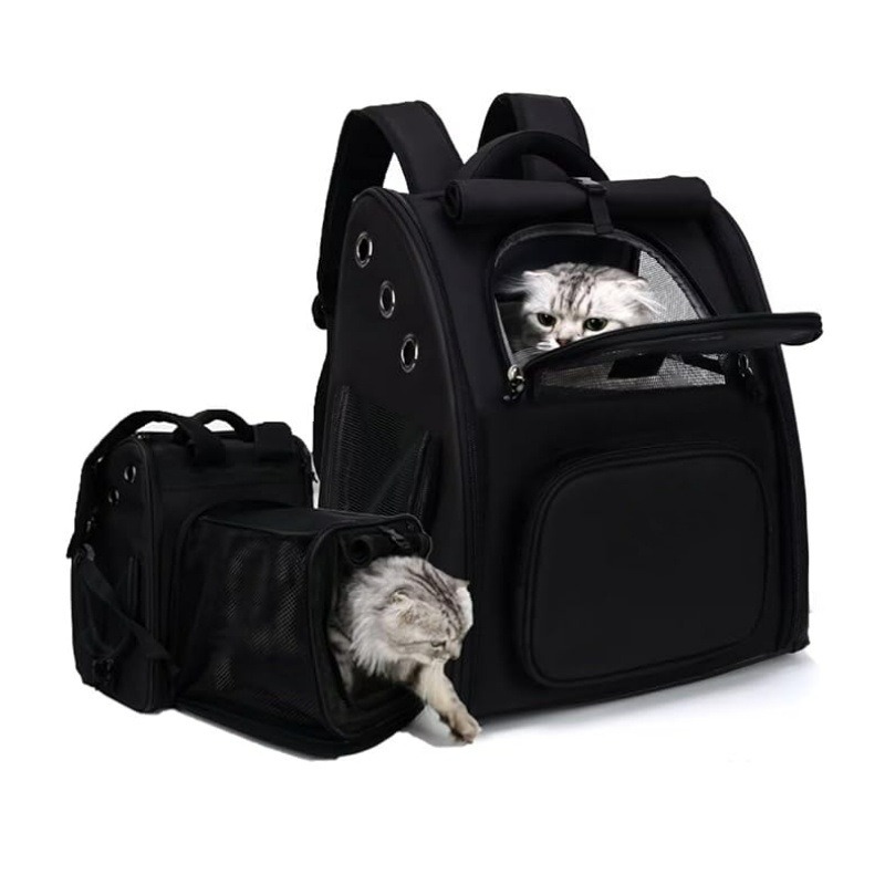 Expandable Pet Backpack Carrier for Cats and Small Dogs - Ventilated & Foldable