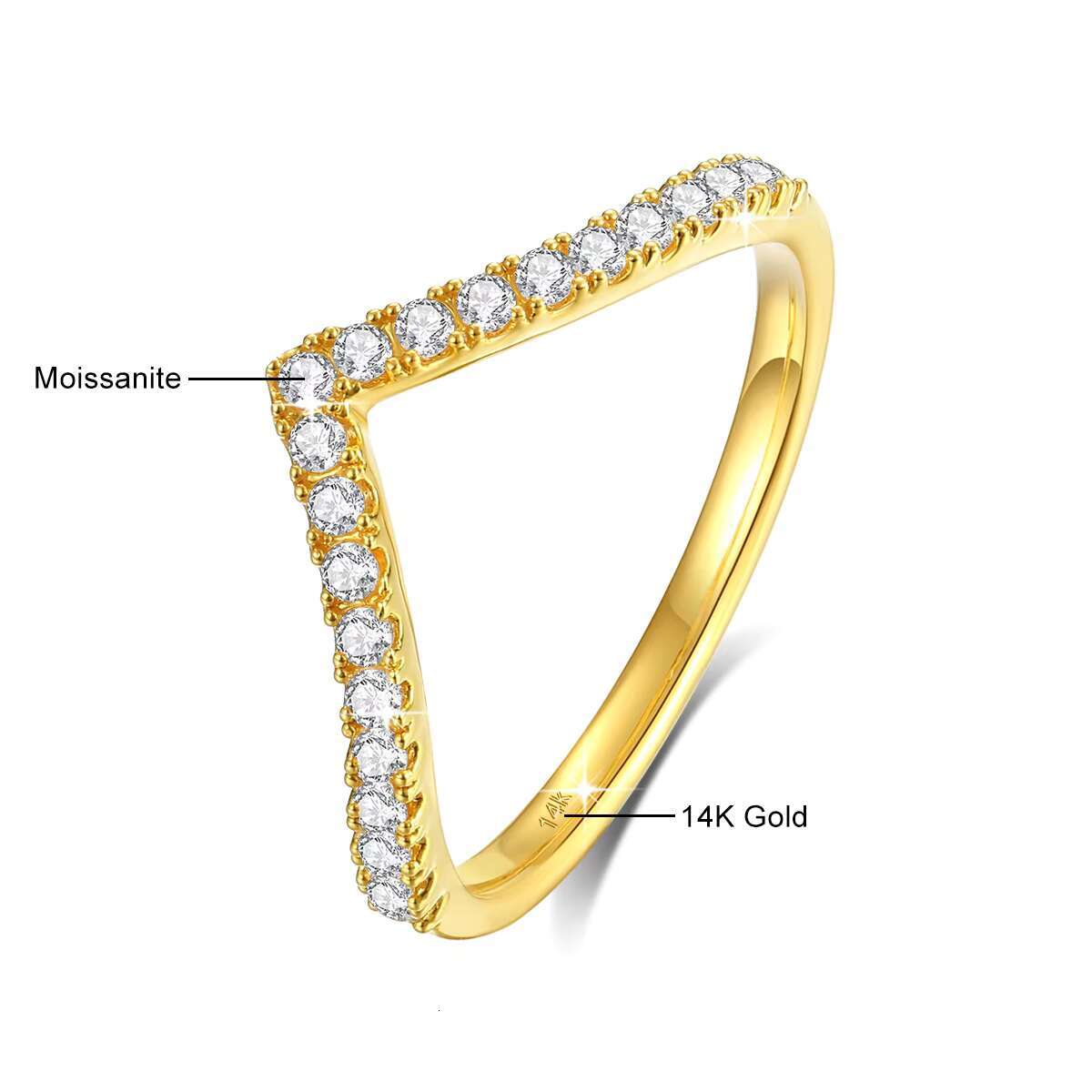 Wholesale Gold Jewelry Bijoux Luxury Woman Versatile Pair Rings Real 14K Gold Hollow Moissanite Rings