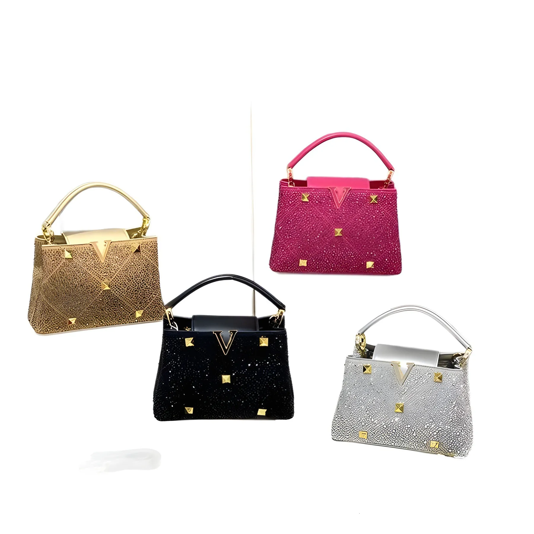 designer crossbody shoulder bag purse tote bags designe Handbag 2024 New Women's Rivet Hot Dia Chain Bag Single Shoulder Crossbody Bright Color V